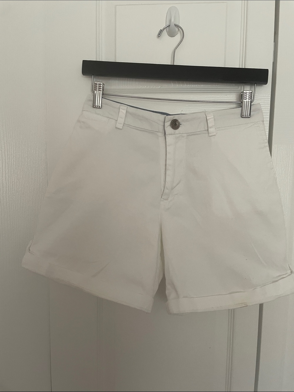Bay Studio White Cotton Bermuda Shorts with Rolled Hem